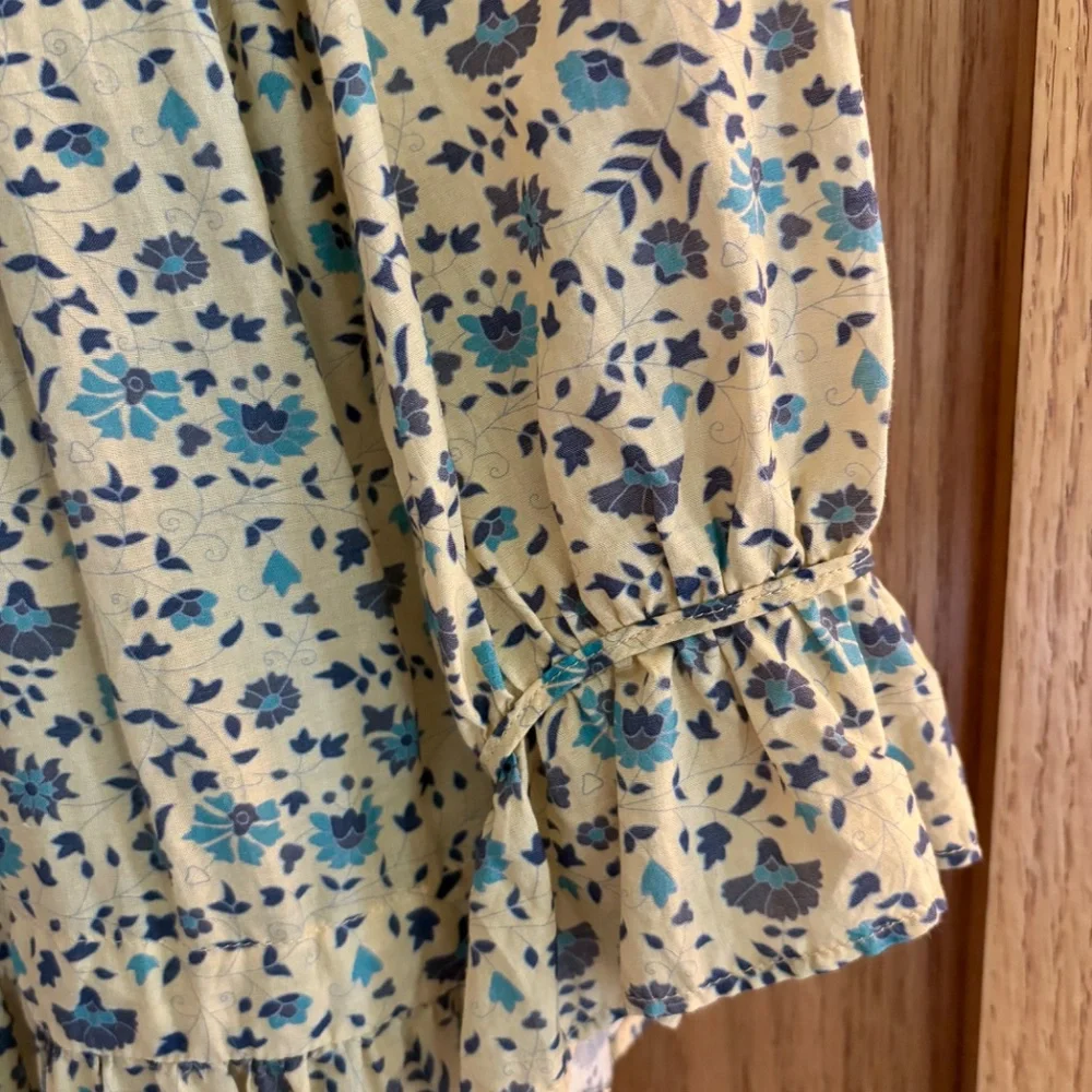 Christy Dawn Della Dress Size Medium White & Blue Cotton/Silk Blend Floral - Picture 6 of 8